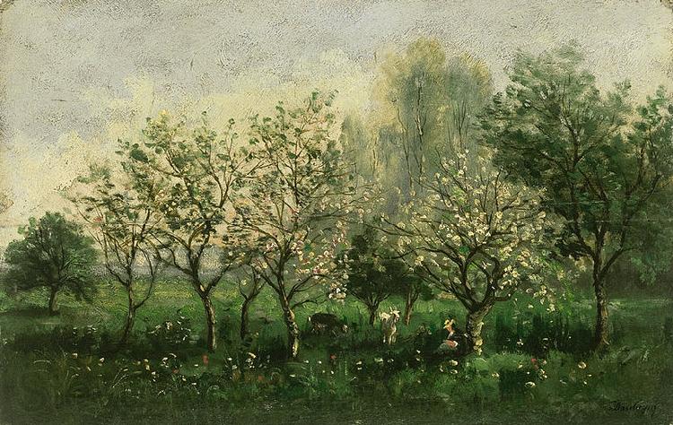 Charles Francois Daubigny Apple Trees in Blossom Norge oil painting art